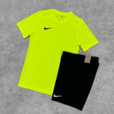 NIKE DRI FIT SET VOLT & BLACK - T SHIRT & SHORTS